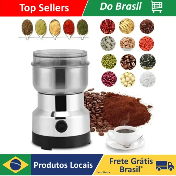 Moedor De Café Grãos Sementes Elétrico Automático Gourmet Profissional Em Aço Inox 110v - FRETE GRÁTIS